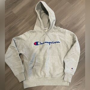 Men’s Champion “Reverse Weave” hoodie - Heather Gray - Size M